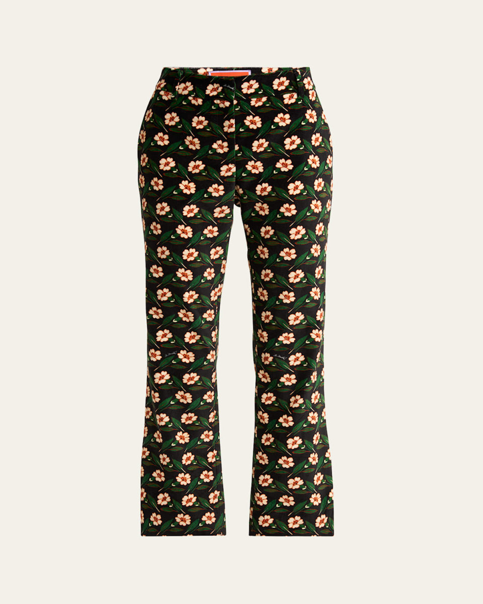 247 Floral Velvet Cigarette Pants